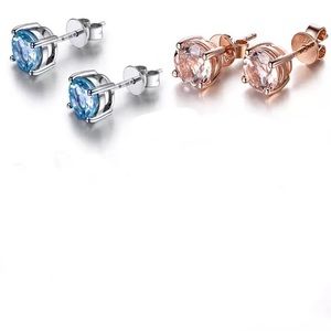 Elegant Silver 925 Single Diamond Earrings